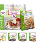 Ultimate Gluten-Free Bundle includes 1 -6 pack of Strawberry Shortcake Overnight oats, 1 Gluten-Free American Original Beer Bread Mix, 1 of the following dessert cups (Campfire S'mores Cookie, Double Chocolate Chip Brownie, Salted Caramel Brownie, and Gooey Chocolate Chip Cookie) 