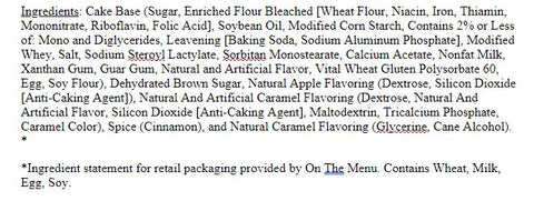 Ingredients of Caramel Apple Beer Bread Mix