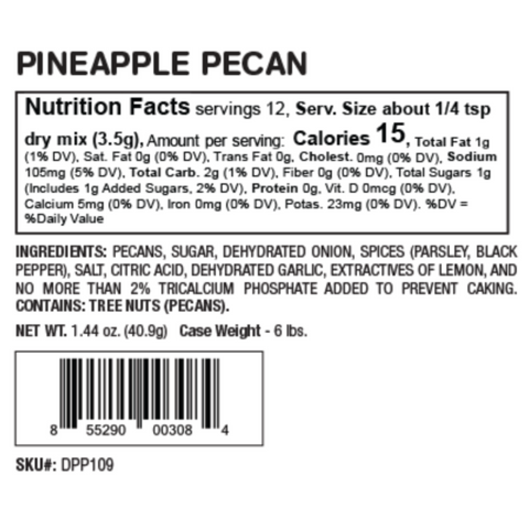 Nutrition Facts of Pineapple Pecan Party Dip Mix